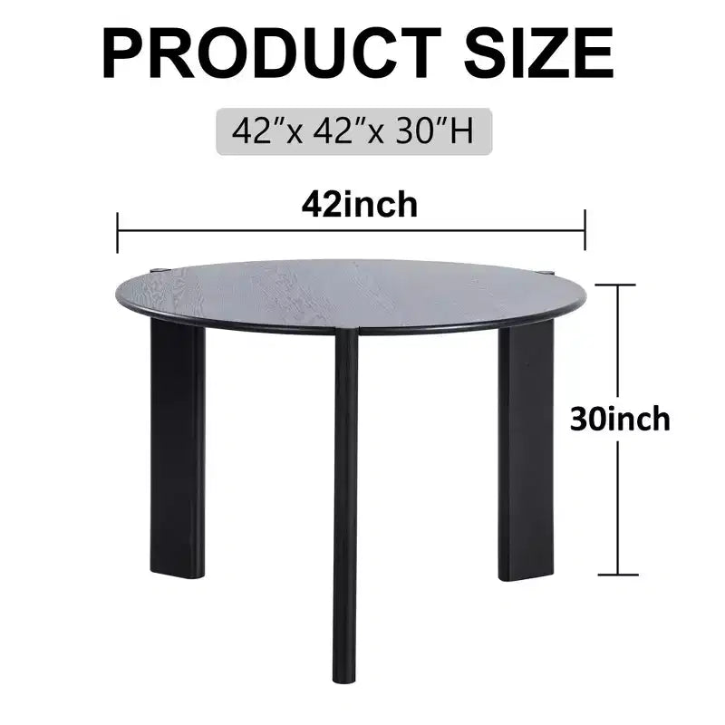PexFix 42 x 42 Solid Wood Round Dining Table for 4 Modern Farmhouse Kitchen Table Small Circle for Kitchen Living Room Black