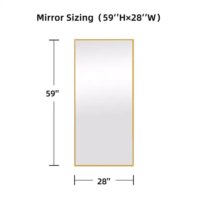 59x28 inch Aluminum Alloy Fine Edged Rectangular Gold Full Body Mirror (with Bracket)