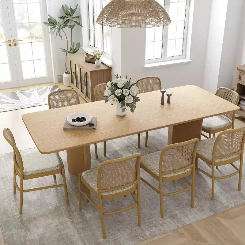 Table à manger de ferme PexFix 79 x 33,5 en bois massif avec pieds en V et plateau carré en bois pour salles à manger modernes et réunions de famille, couleur naturelle