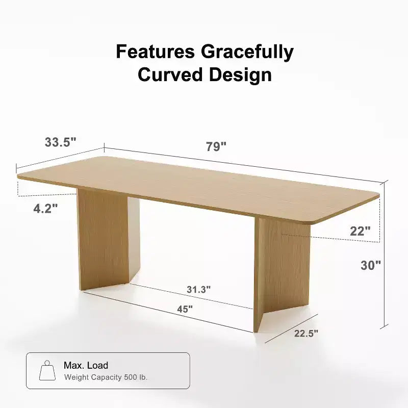Table à manger de ferme PexFix 79 x 33,5 en bois massif avec pieds en V et plateau carré en bois pour salles à manger modernes et réunions de famille, couleur naturelle