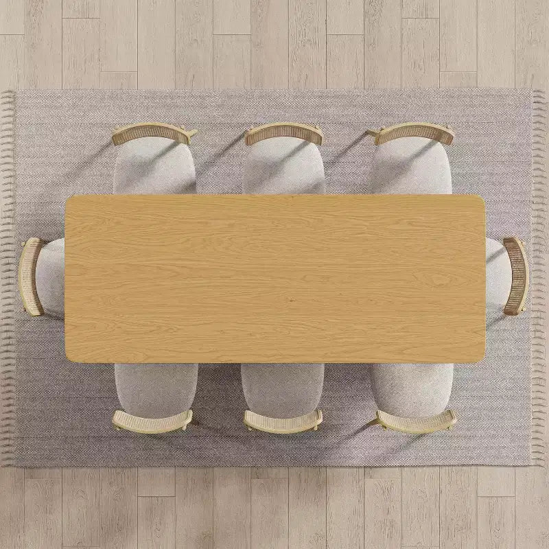 Table à manger de ferme PexFix 79 x 33,5 en bois massif avec pieds en V et plateau carré en bois pour salles à manger modernes et réunions de famille, couleur naturelle