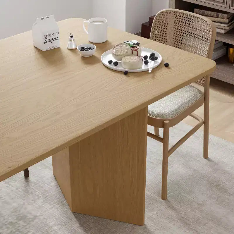 Table à manger de ferme PexFix 79 x 33,5 en bois massif avec pieds en V et plateau carré en bois pour salles à manger modernes et réunions de famille, couleur naturelle