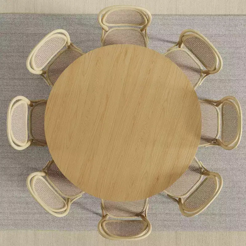 PexFix 60 x 60 Farmhouse Kitchen Dining Room Table Furniture Round Natural Kitchen Table with Rattan Woven Legs for Kitchen Bar Living Room