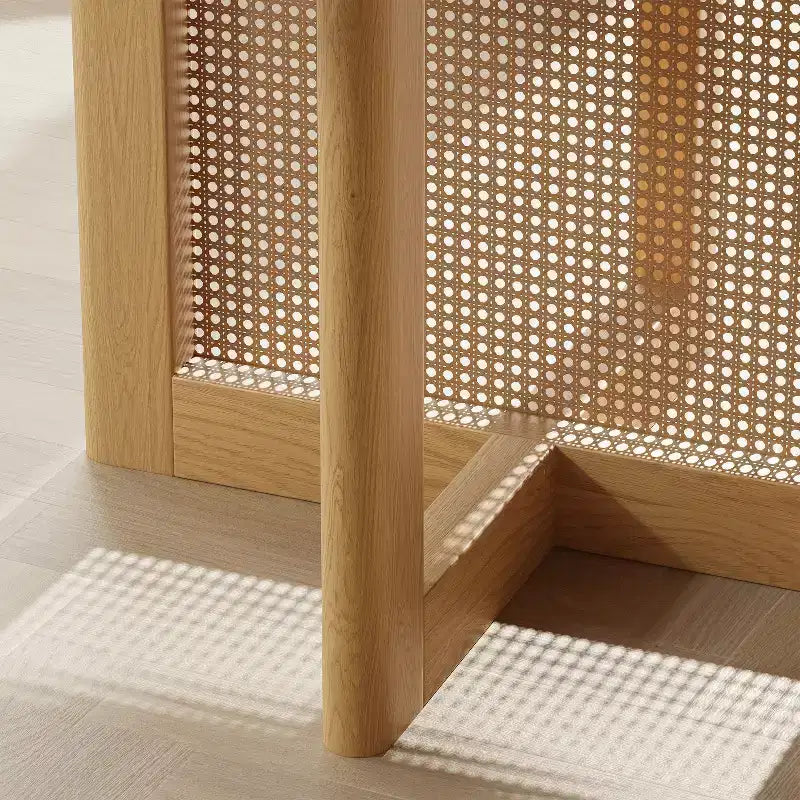 PexFix 60 x 60 Farmhouse Kitchen Dining Room Table Furniture Round Natural Kitchen Table with Rattan Woven Legs for Kitchen Bar Living Room