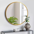 1-Piece 20 inch Gold Aluminum Alloy Fine Edged Circular Hanging Mirror Frame Wall Mirror
