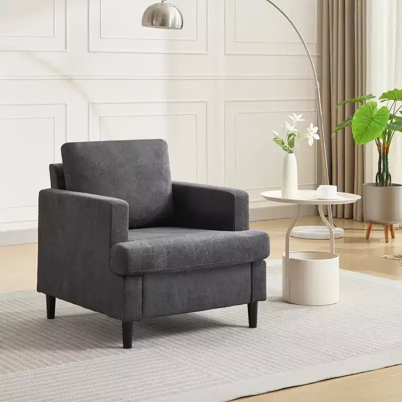 Accent Chair Modern Linen Living Room Chair for Living Room Sofa Chair with Wooden Legs Fabric Reading Living Room with Pillows Armchair
