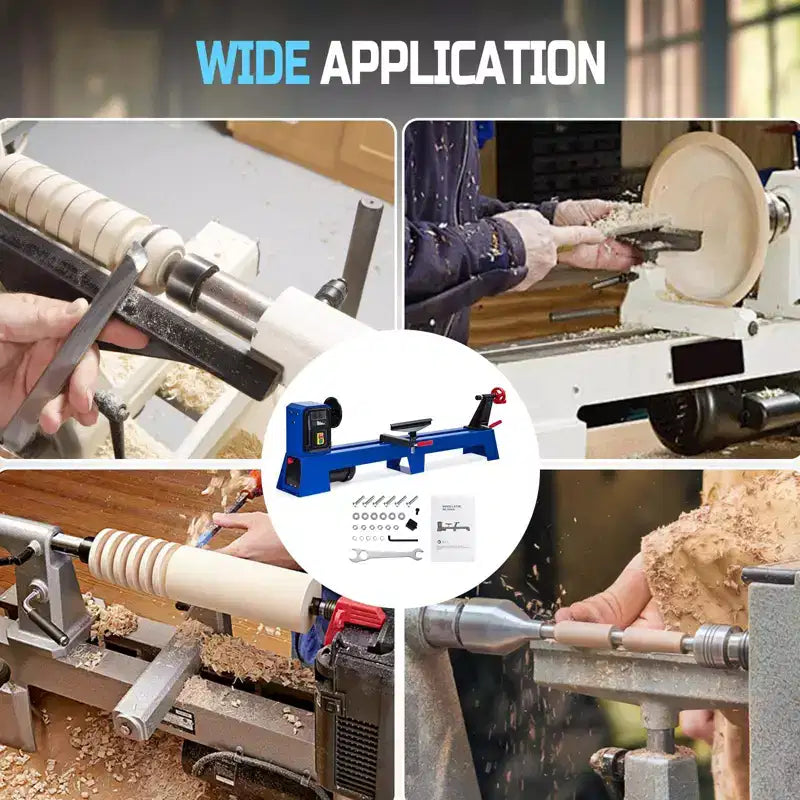 Tour à bois d'établi 14 x 20 | Vitesse variable 0,5 CV 1040-2980 tr/min, machine à tourner le bois avec ciseaux, contre-pointe CM3