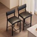 Bar Stools Set of 2, Counter Stools with Back and Thickened Metal Legs, Upholstered PU Leather Counter Height Barstools with Footrest