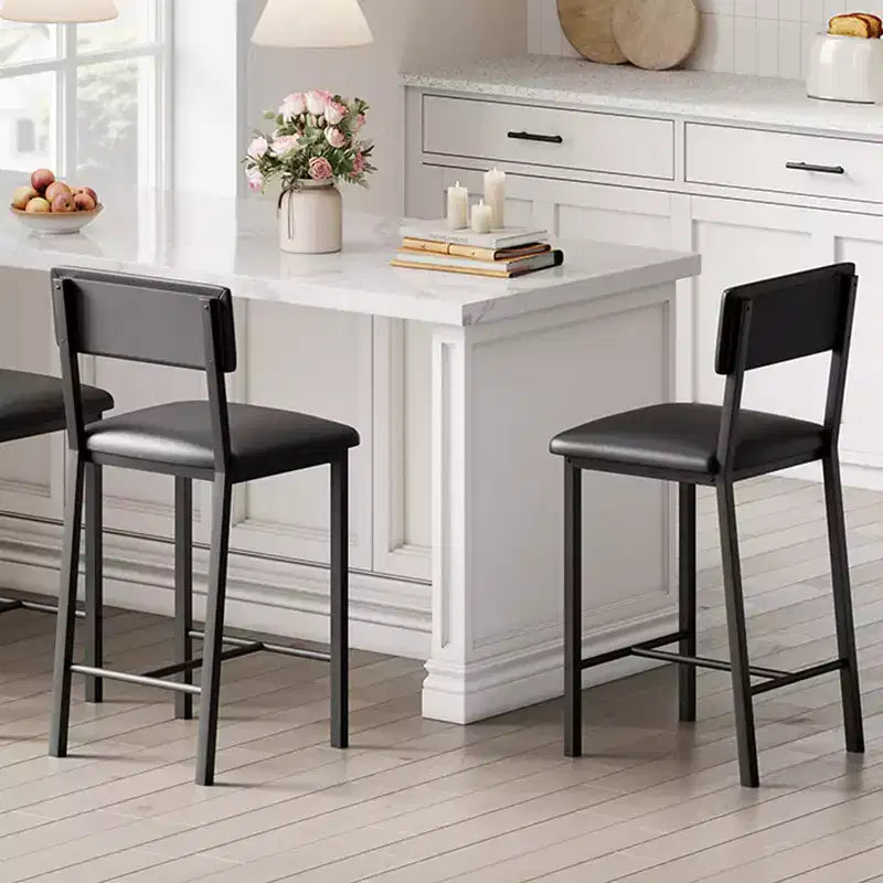 Bar Stools Set of 2, Counter Stools with Back and Thickened Metal Legs, Upholstered PU Leather Counter Height Barstools with Footrest