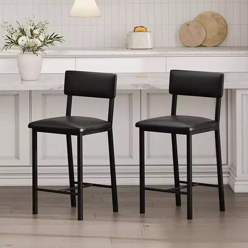 Bar Stools Set of 2, Counter Stools with Back and Thickened Metal Legs, Upholstered PU Leather Counter Height Barstools with Footrest