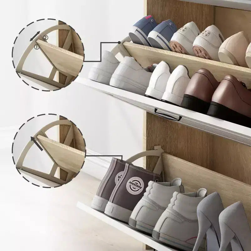 Meuble à chaussures TROPOW avec 3 tiroirs basculants pour l'entrée, meuble de rangement pour chaussures avec 2 tiroirs, organisateur de meuble à chaussures pour hall d'entrée, blanc