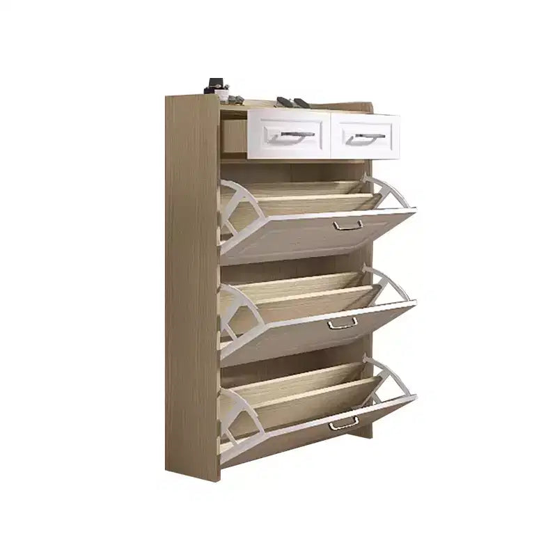 Meuble à chaussures TROPOW avec 3 tiroirs basculants pour l'entrée, meuble de rangement pour chaussures avec 2 tiroirs, organisateur de meuble à chaussures pour hall d'entrée, blanc