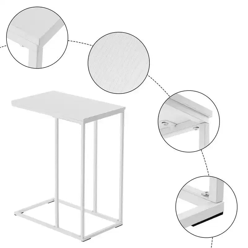 18.9in C-Type Single-Layer White Melamine White Powder-Coated Medium Density Fiberboard + Iron Rectangular Side Table