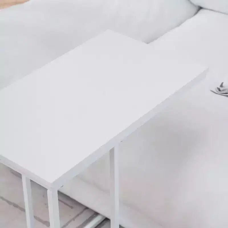18.9in C-Type Single-Layer White Melamine White Powder-Coated Medium Density Fiberboard + Iron Rectangular Side Table