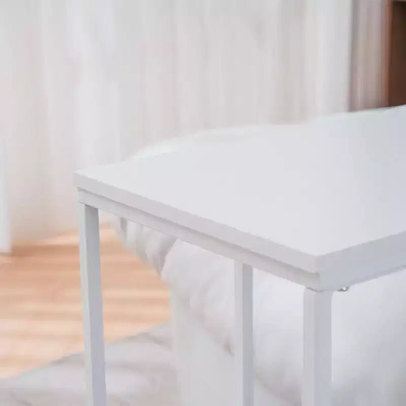 18.9in C-Type Single-Layer White Melamine White Powder-Coated Medium Density Fiberboard + Iron Rectangular Side Table