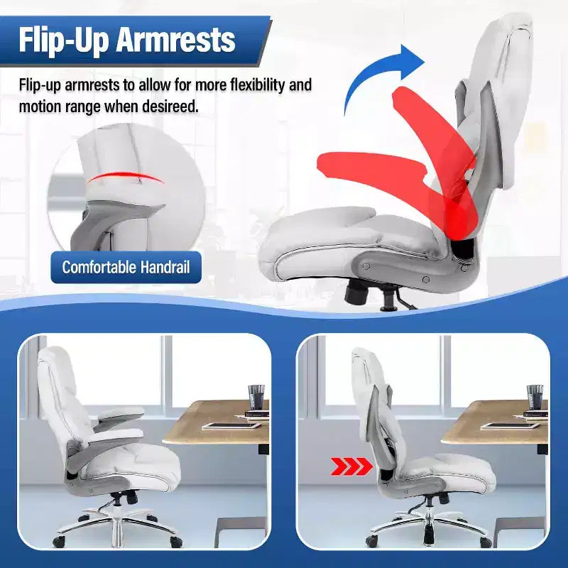 FDW Big and Tall Office Chair 400lbs Adjustable Ergonomic Executive Seating for Heavy People