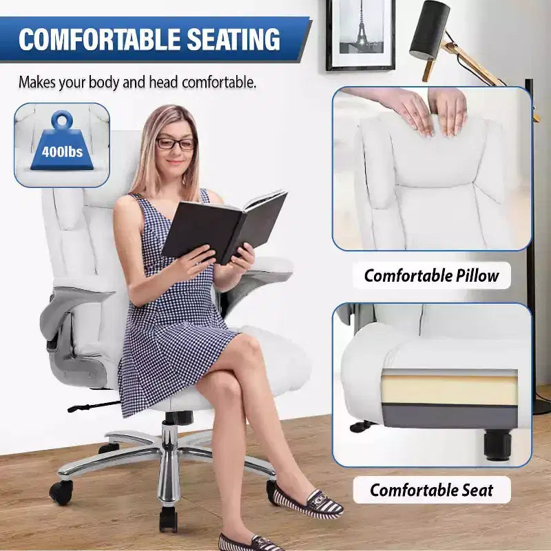 FDW Big and Tall Office Chair 400lbs Adjustable Ergonomic Executive Seating for Heavy People