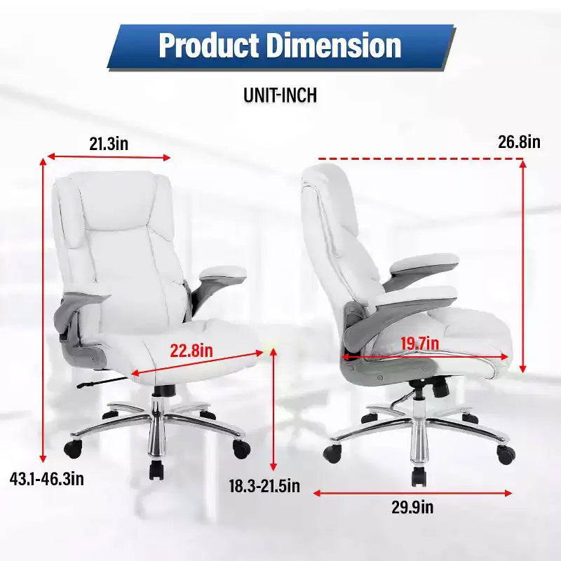 FDW Big and Tall Office Chair 400lbs Adjustable Ergonomic Executive Seating for Heavy People