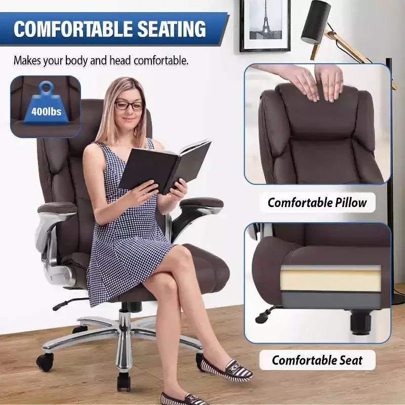 FDW Big and Tall Office Chair 400lbs Adjustable Ergonomic Executive Seating for Heavy People