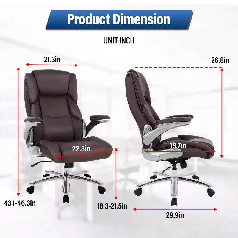 FDW Big and Tall Office Chair 400lbs Adjustable Ergonomic Executive Seating for Heavy People