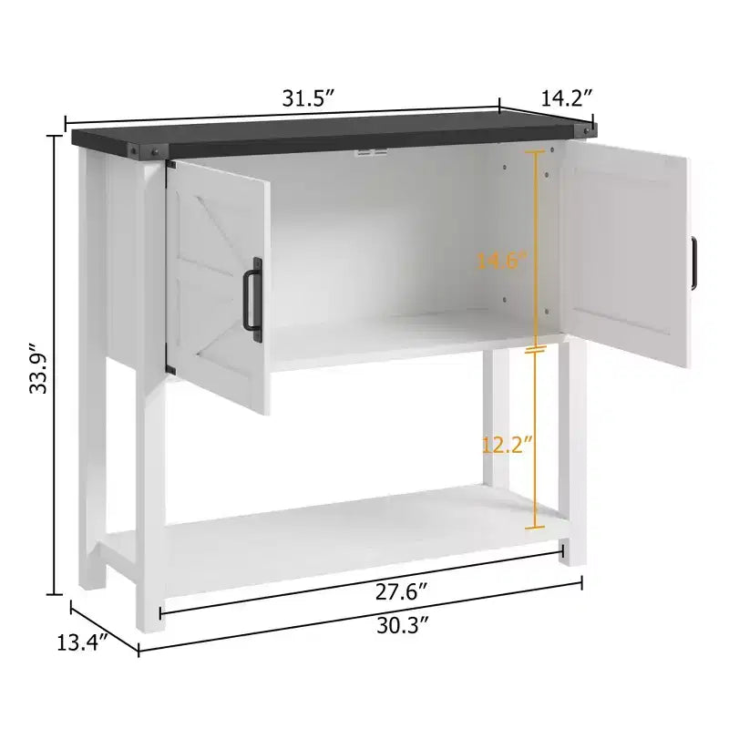 Farmhouse Entryway Table - 2-Door Console with Storage Shelf for Living Room & Hallway