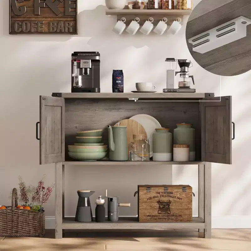 Farmhouse Entryway Table - 2-Door Console with Storage Shelf for Living Room & Hallway