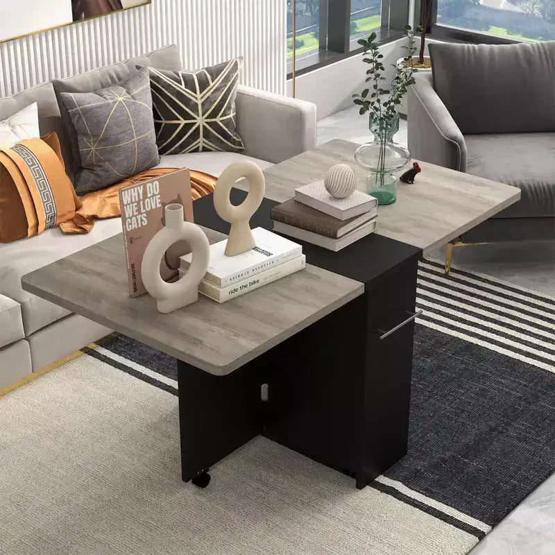 Folding Dining Table, Farmhouse Dining Table for 4 Storage Shelf, 6 Wheels Multipose Expandable Kitchen Drop Leaf Table