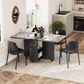 Folding Dining Table, Farmhouse Dining Table for 4 Storage Shelf, 6 Wheels Multipose Expandable Kitchen Drop Leaf Table