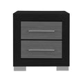 HomeRoots 23 Black And Gray Wood Square Two Drawer Nightstand