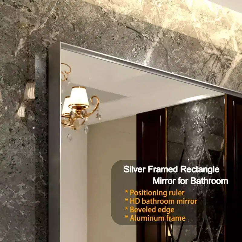 Acekool 40 x 30 Bathroom Wall Mirror, Rectangular Metal Frame Vanity Mirror, Beveled Edge Decorative Hanging Mirror, Modern Farmhouse