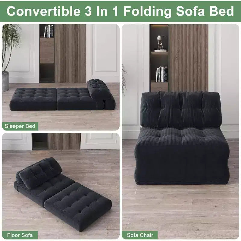 GustoWave Foldable Floor Sofa Bed, Bean Bag Chaise Lounge Bed with Pillow for Living Room Bedroom