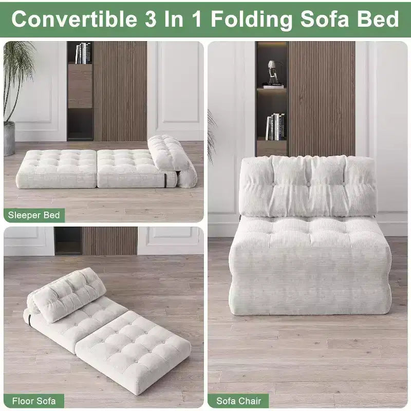 GustoWave Foldable Floor Sofa Bed, Bean Bag Chaise Lounge Bed with Pillow for Living Room Bedroom