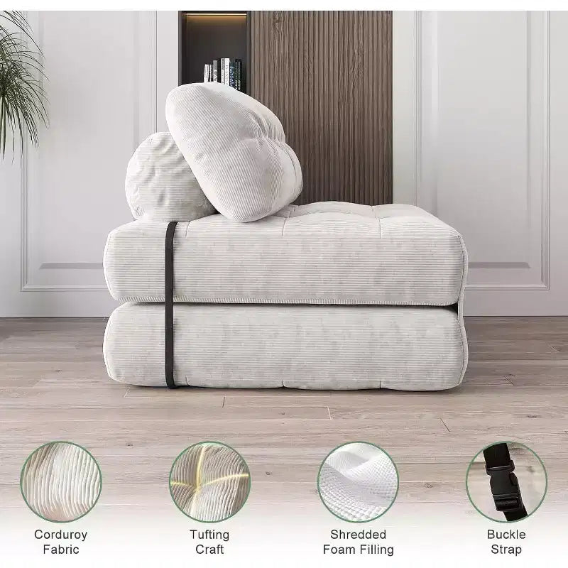 GustoWave Foldable Floor Sofa Bed, Bean Bag Chaise Lounge Bed with Pillow for Living Room Bedroom