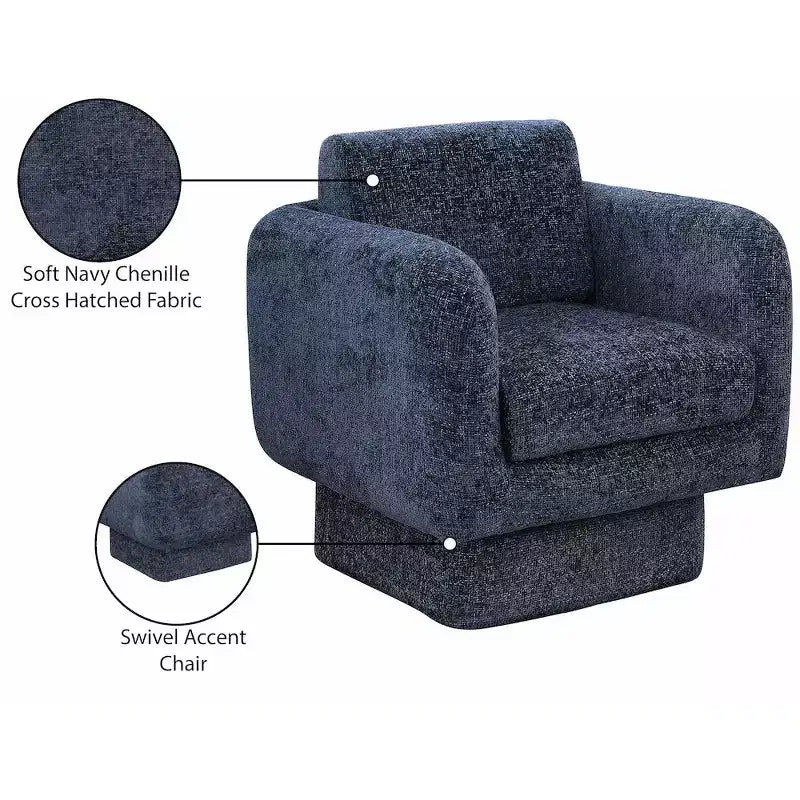Meridian Furniture,Alessandra Chenille Fabric Swivel Accent Chair