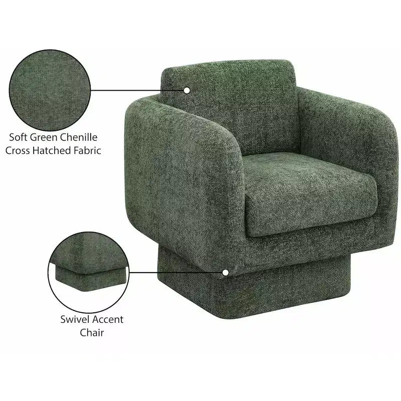 Meridian Furniture,Alessandra Chenille Fabric Swivel Accent Chair