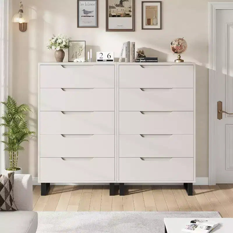 5 Dresser for Bedroom, 50H Dresser, Freestanding Vertical Drawer with Storage, Wooden Closet Chest Storage for Living Room Hallway Entryway