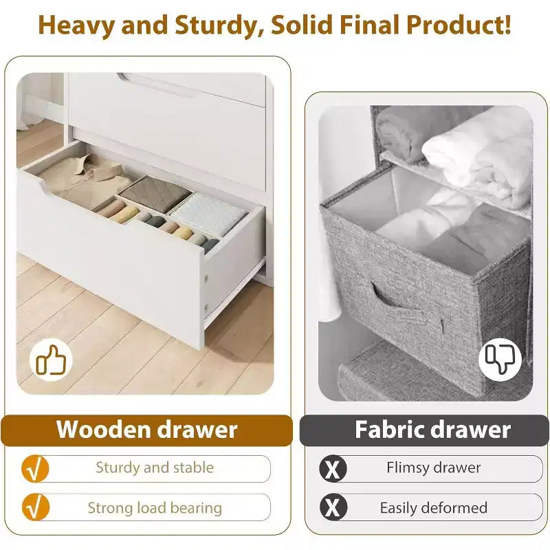 5 Dresser for Bedroom, 50H Dresser, Freestanding Vertical Drawer with Storage, Wooden Closet Chest Storage for Living Room Hallway Entryway