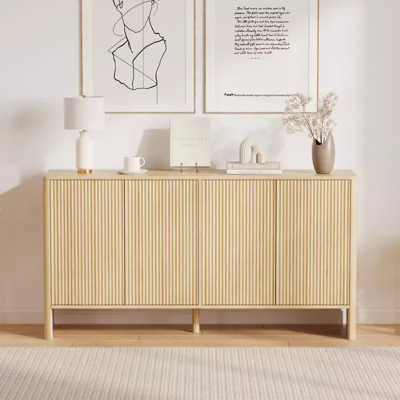 CuisinSmart 58'' Modern Sideboard Buffet Cabinet with 4 Doors, Credenza Coffee Bar TV Console Cabibet with Storage for Kitchen Dining Living Room