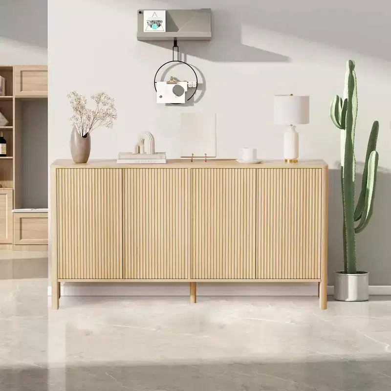 CuisinSmart Buffet bahut moderne de 147,3 cm avec 4 portes, console TV de bar à café Credenza avec rangement pour cuisine, salle à manger, salon