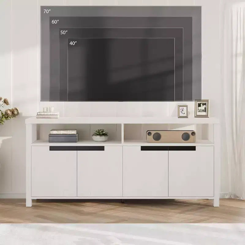 Meuble TV de ferme pour téléviseurs de 70 pouces, meuble de divertissement de 63 pouces de long avec 4 tiroirs de rangement, table de console de télévision pour salon, chambre à coucher