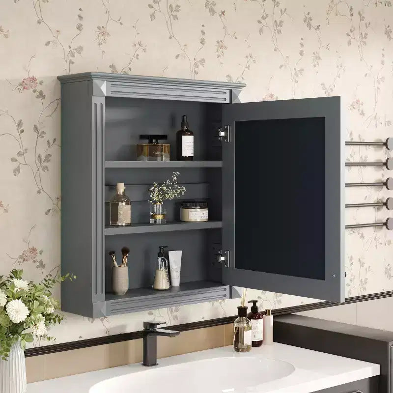 24'' x 27'' Wall Mounted Bathroom Storage Cabinet with Mirror, Medicine Cabinet with Height Adjustable Shelf