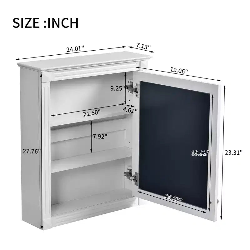 24'' x 27'' Wall Mounted Bathroom Storage Cabinet with Mirror, Medicine Cabinet with Height Adjustable Shelf