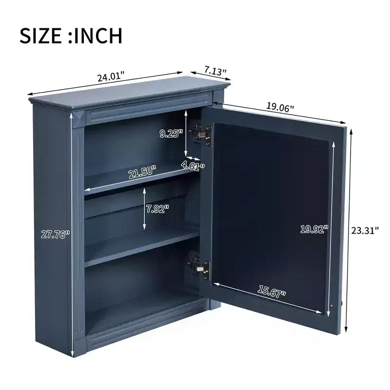 24'' x 27'' Wall Mounted Bathroom Storage Cabinet with Mirror, Medicine Cabinet with Height Adjustable Shelf