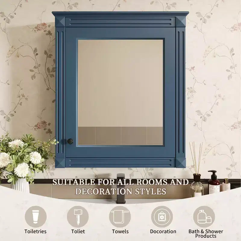 24'' x 27'' Wall Mounted Bathroom Storage Cabinet with Mirror, Medicine Cabinet with Height Adjustable Shelf