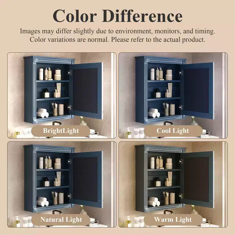 24'' x 27'' Wall Mounted Bathroom Storage Cabinet with Mirror, Medicine Cabinet with Height Adjustable Shelf