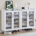 Acekool Glass Door Shoe Cabinet, Modern Shoe Organizer with Adjustable Shelves, Space-Saving Entryway Storage