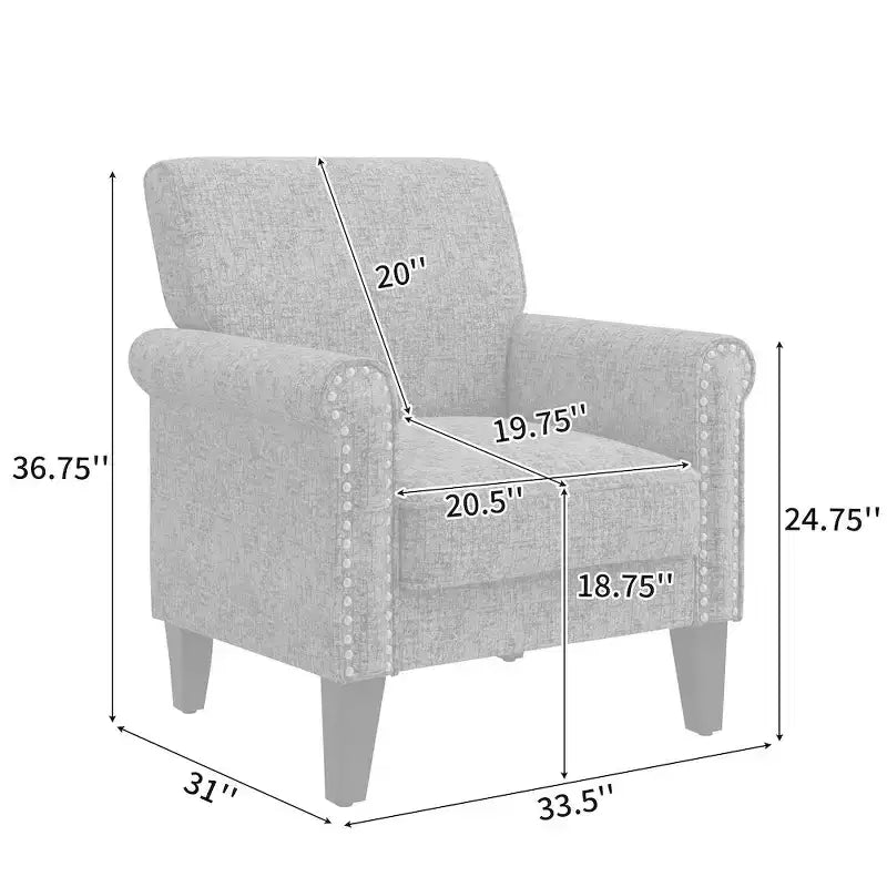 HL Home,Jean Rolled Arm Chair with Nailheads