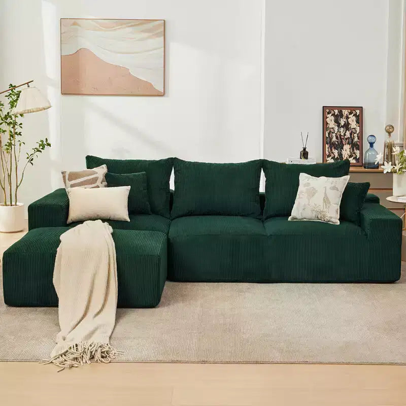 110'' Modular Sectional Sofa  L-Shaped Cloud Couch with Chaise, Deep Seat Chenille Sofa, No Assembly