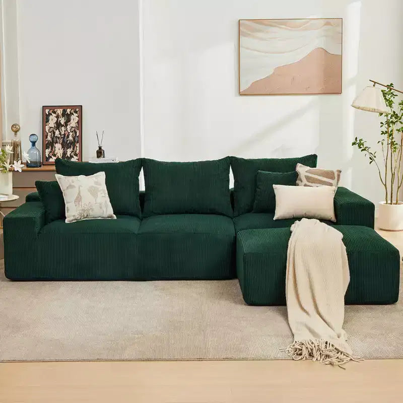 110'' Modular Sectional Sofa  L-Shaped Cloud Couch with Chaise, Deep Seat Chenille Sofa, No Assembly