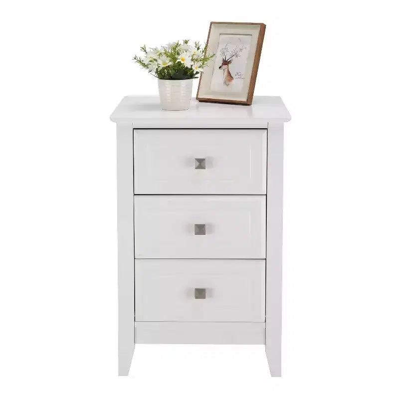Karl Home 3-Drawer White MDF (Medium-Density Fiberboard) 15.75in. W Nightstands